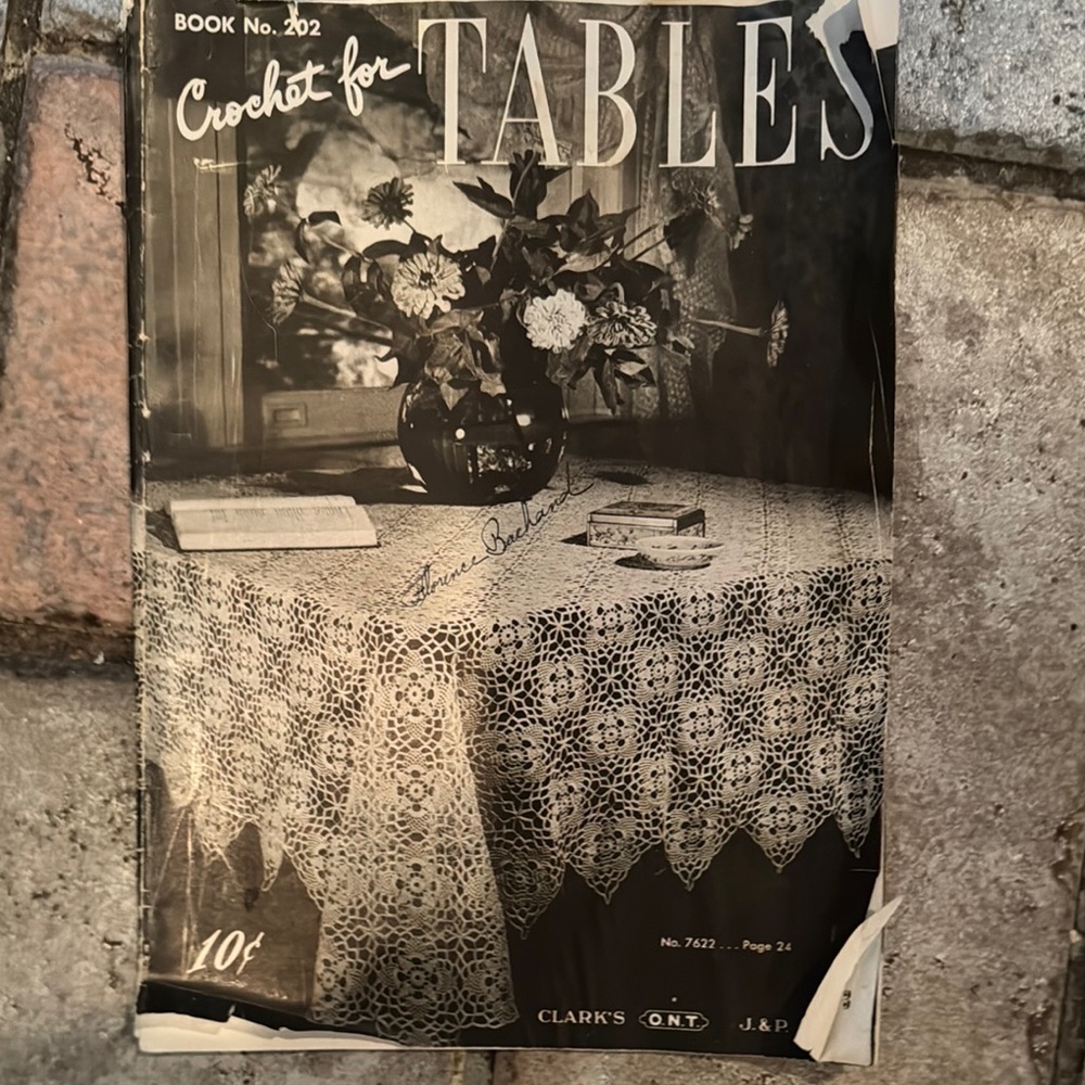 Clarks Crochet for Tables Book in Black and White 1943